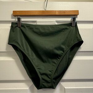 Shade & Shore High Waist Swim Bottom Size Medium - Army Green - New With Tags!